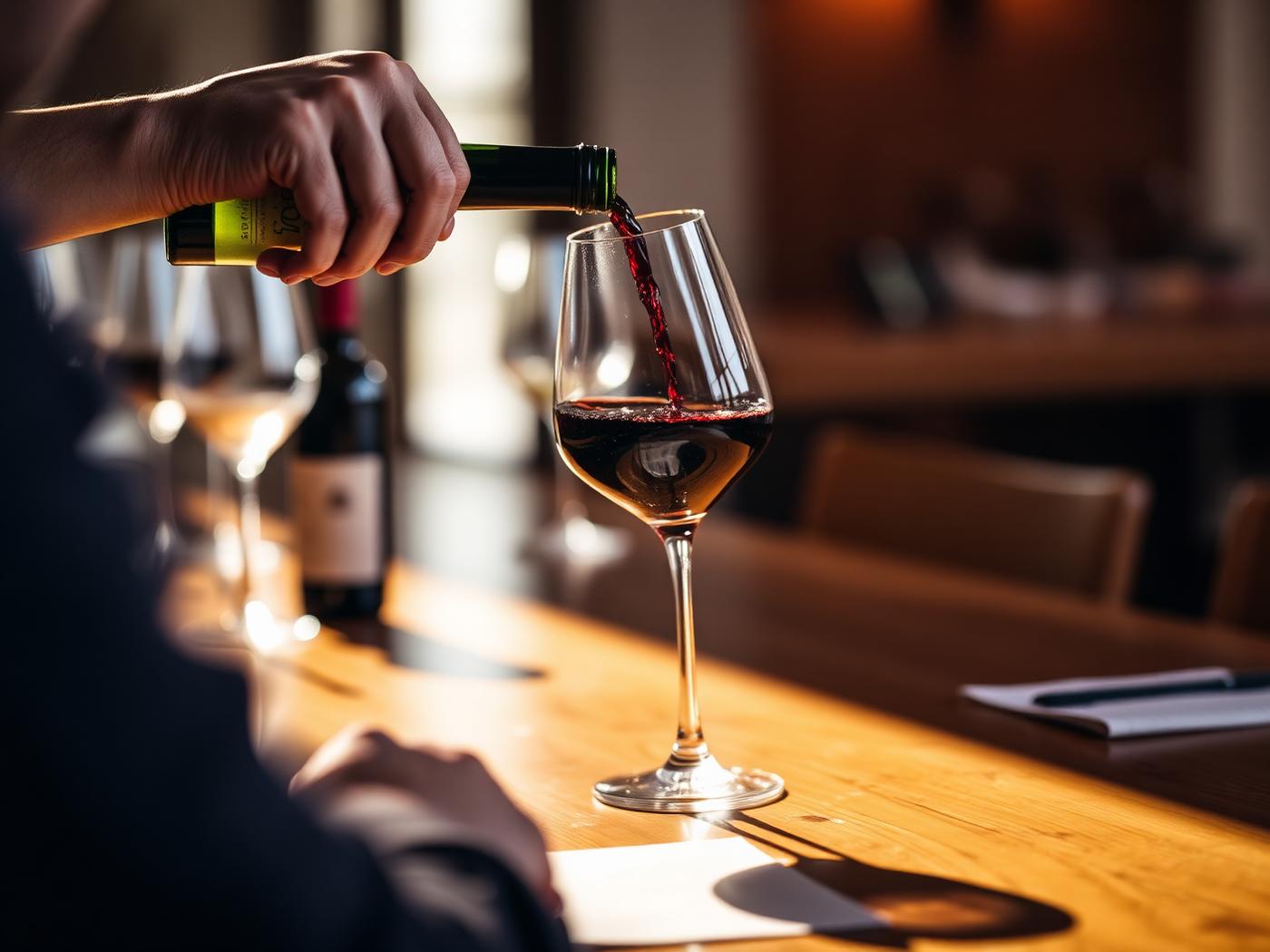 Service du vin lors d’une dégustation professionnelle